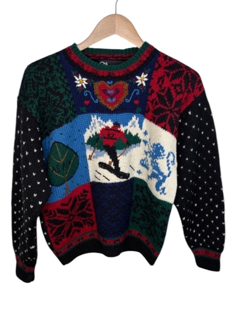 Obermeyer Anniversary Wool Knit Floral Skier Sweater Women Size M BLEMISH